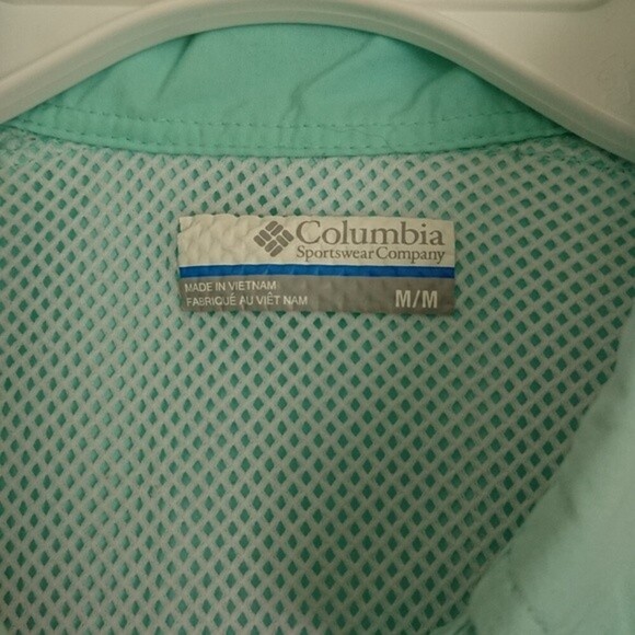 COLUMBIA BAHAMA II FISHING SHIRT SHORT SLEEVE in turquoise light blue size M - Picture 7 of 12